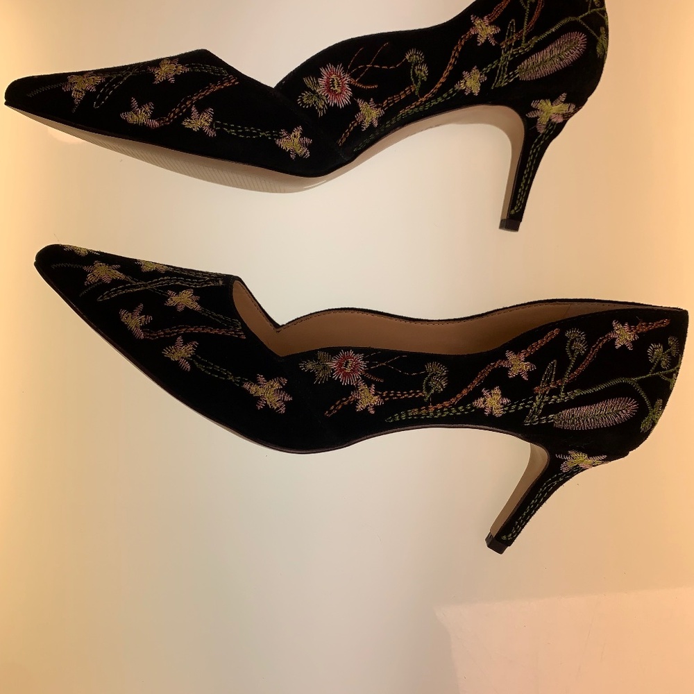 Sole Society So Edith Embroidered Suede Heels
